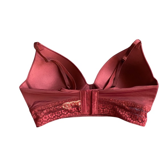 Victoria Secret Wireless Bra Red Burgundy Light Padded Stretch Size 34C NEW - Picture 3 of 5
